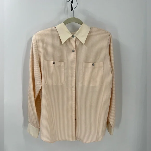lord and taylor dress shirts Lord & Taylor, vintage silk button front striped blouse/ shirt, 14 W